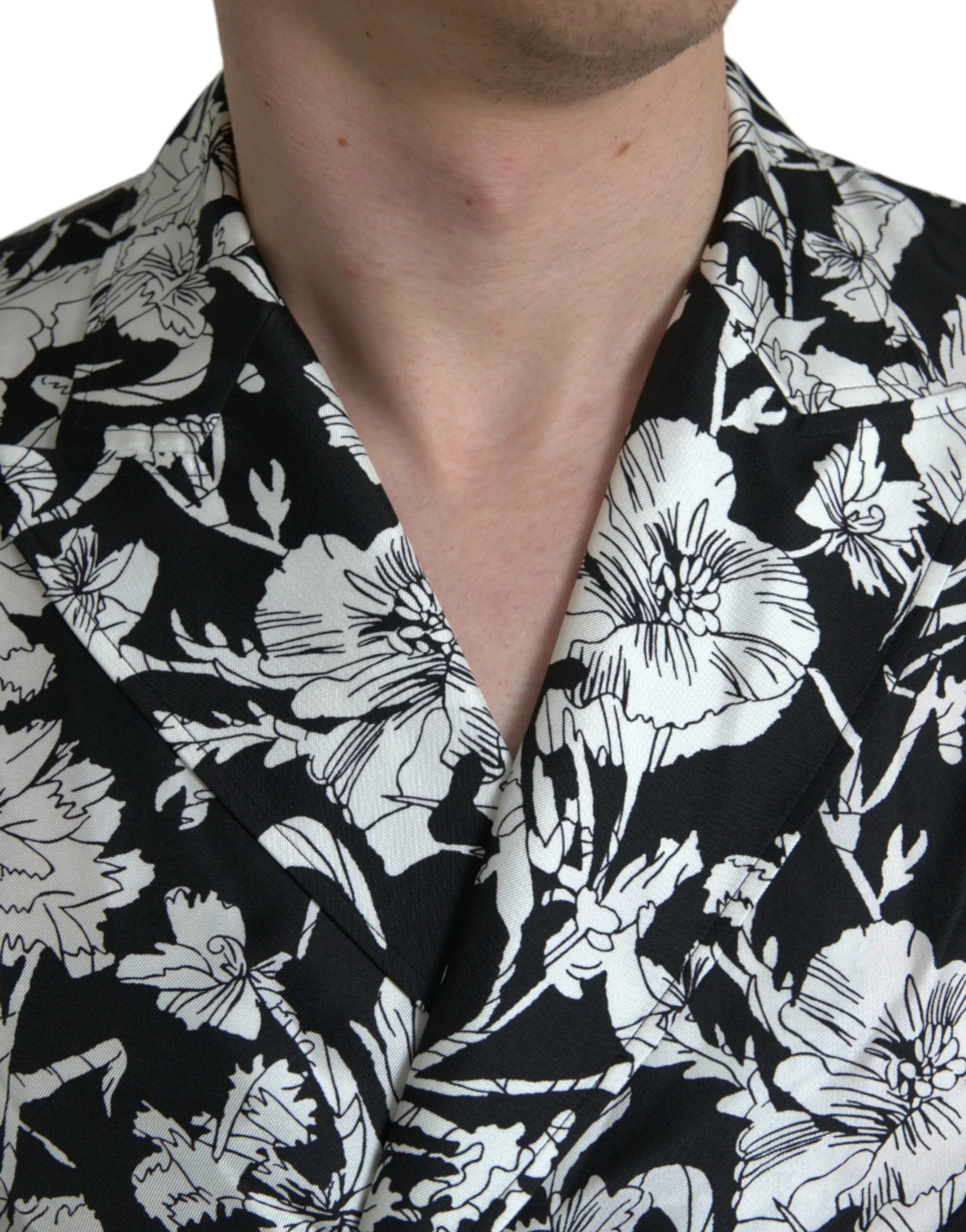 Dolce & Gabbana Black White Floral Button Down Casual Shirt - IT37 | XS - Shirts
