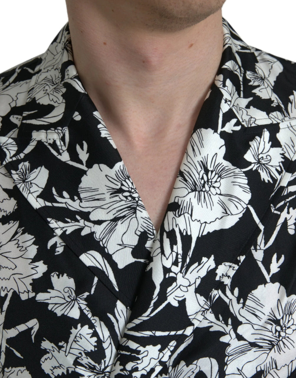 Dolce & Gabbana Black White Floral Button Down Casual Shirt - IT37 | XS - Shirts