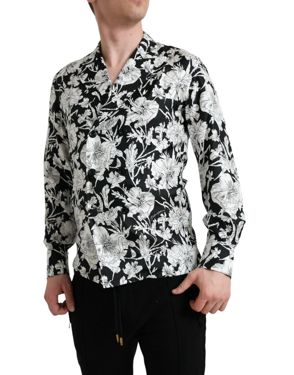 Dolce & Gabbana Black White Floral Button Down Casual Shirt - IT37 | XS - Shirts