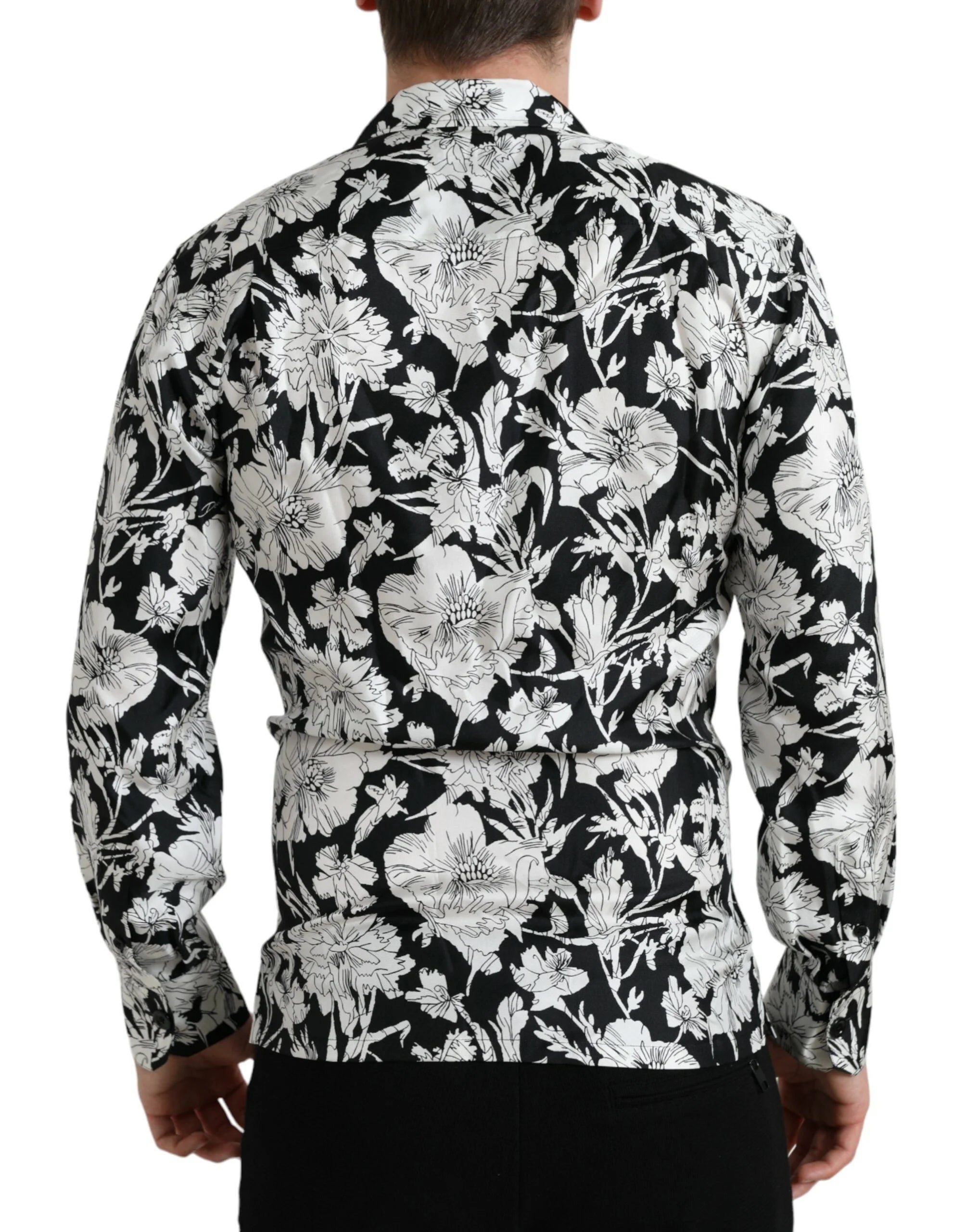 Dolce & Gabbana Black White Floral Button Down Casual Shirt - IT37 | XS - Shirts
