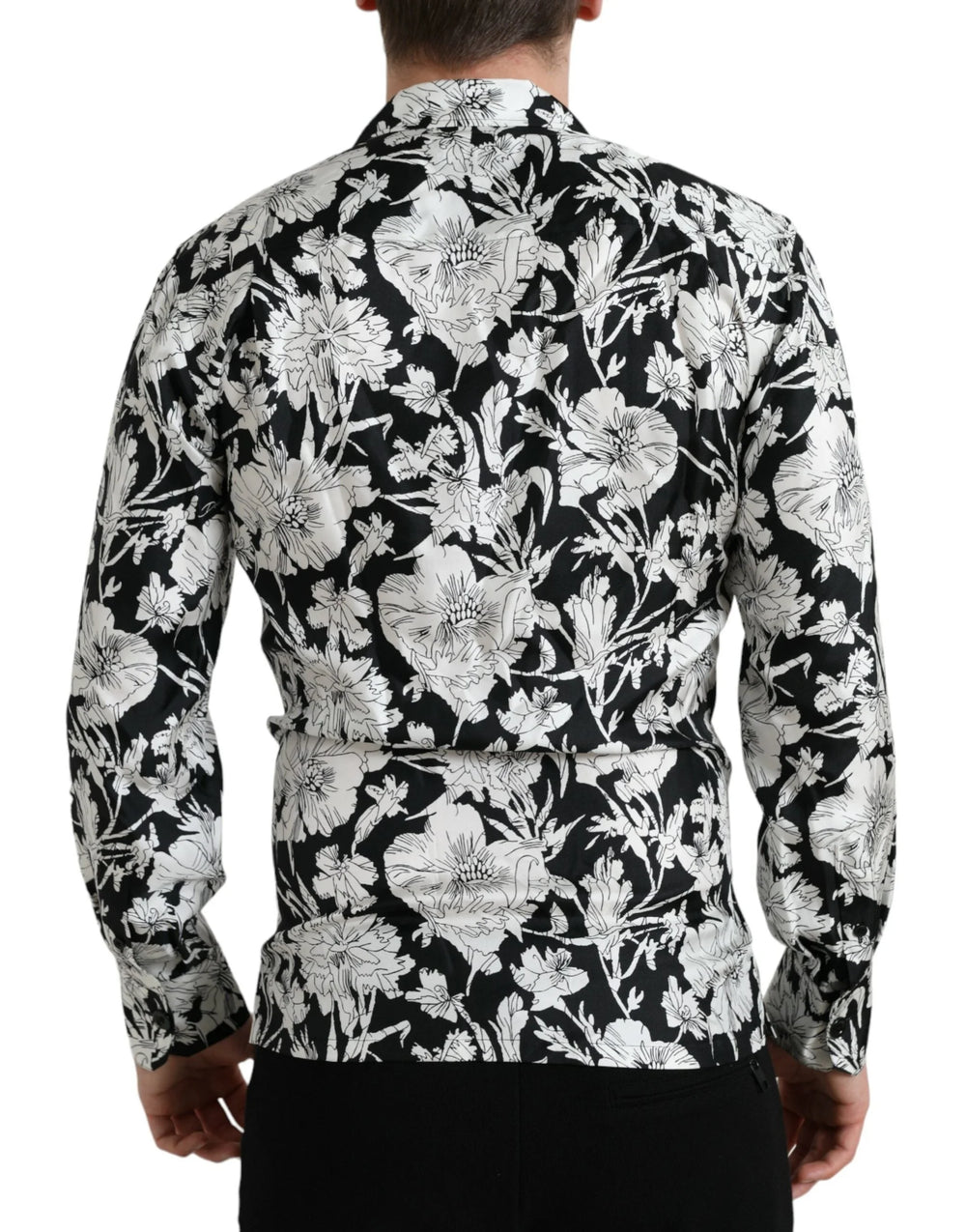Dolce & Gabbana Black White Floral Button Down Casual Shirt - IT37 | XS - Shirts