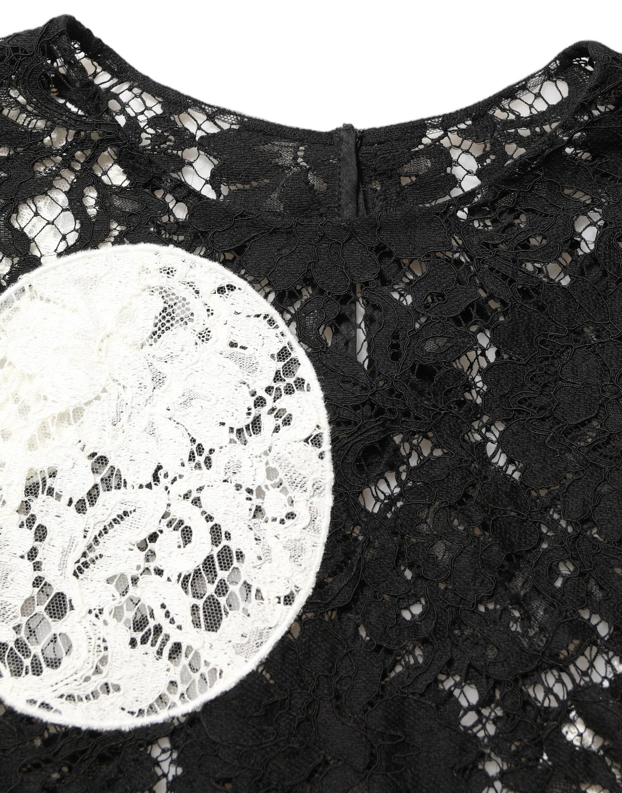 Dolce & Gabbana Black White Floral Lace Short Sleeve Blouse Top