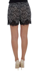 Dolce & Gabbana Black White Floral Lace Silk Sleepwear Shorts - Nightgowns