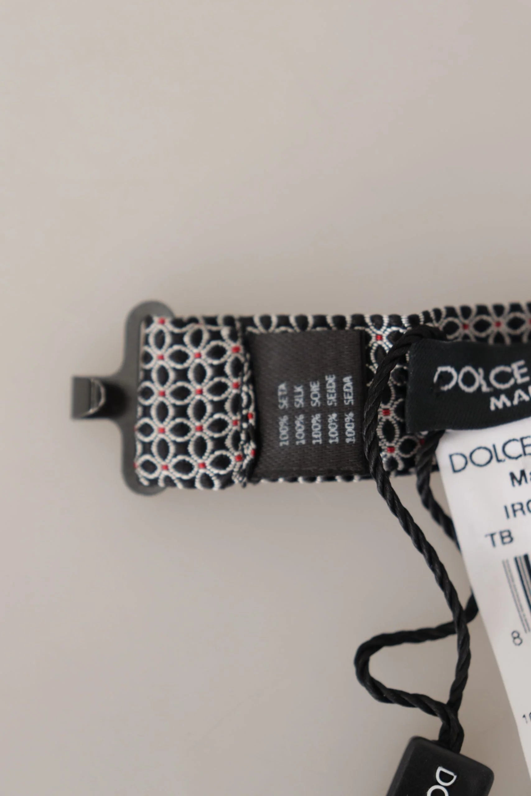 Dolce & Gabbana Black White Flower Pattern Silk Neck Papillon Tie - Neckties