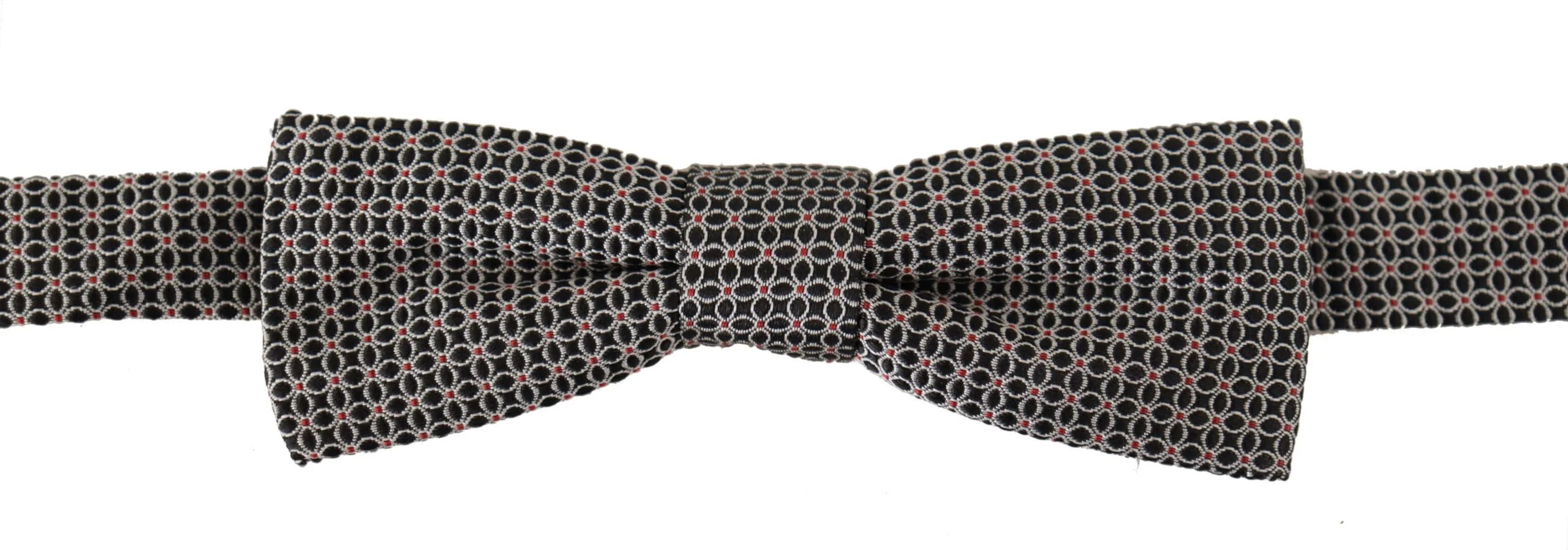 Dolce & Gabbana Black White Flower Pattern Silk Neck Papillon Tie - Neckties