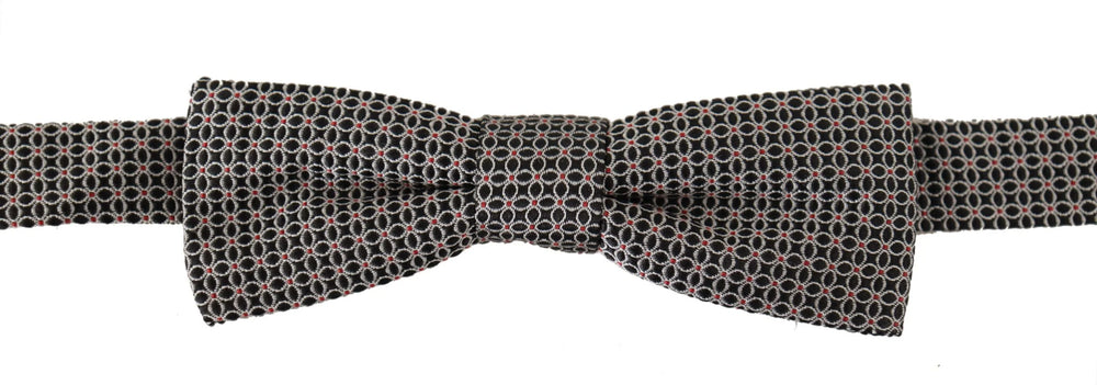 Dolce & Gabbana Black White Flower Pattern Silk Neck Papillon Tie - Neckties