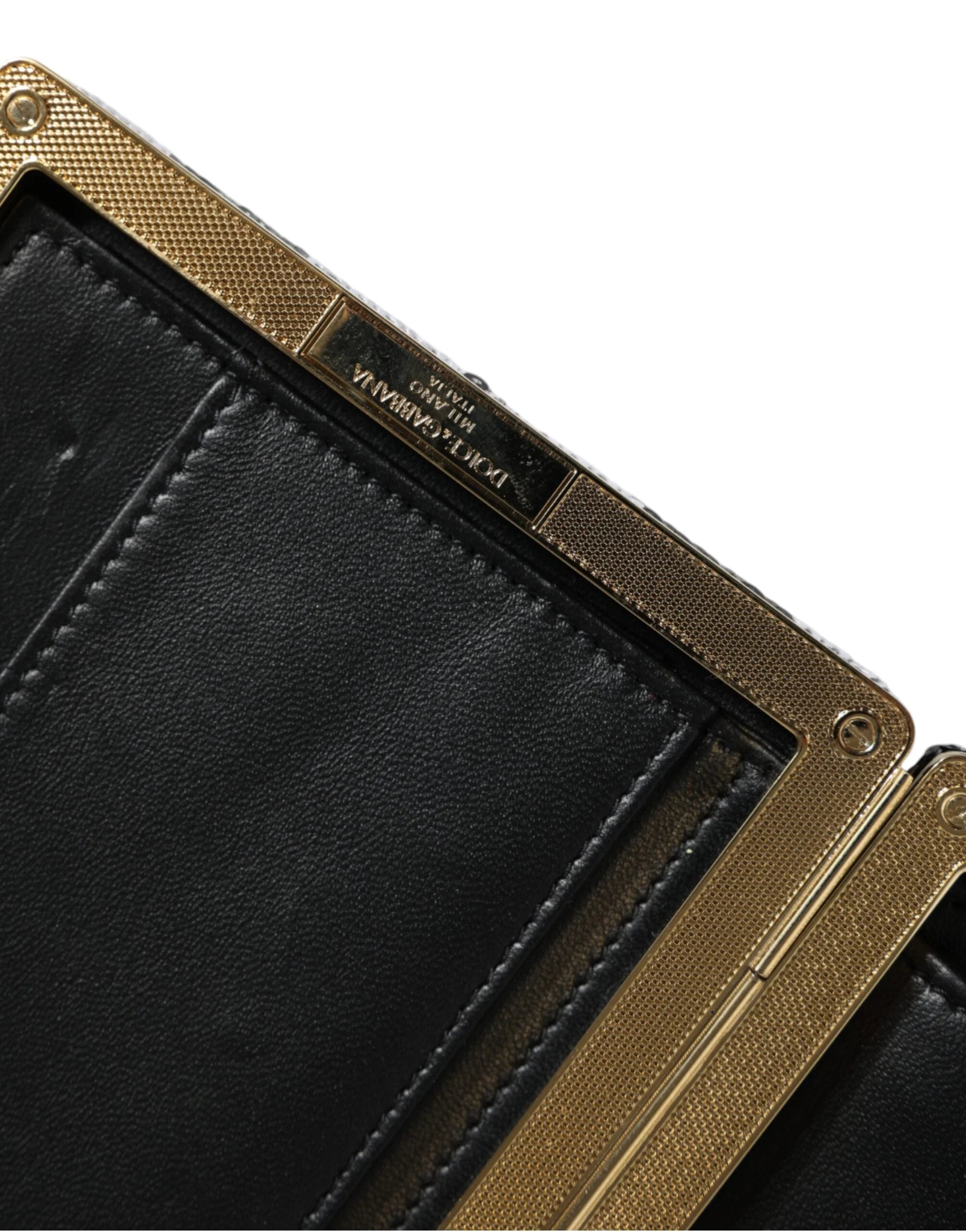 Dolce & Gabbana Black White Gold Frame Clutch Evening Party Purse Bag - Clutch Bags