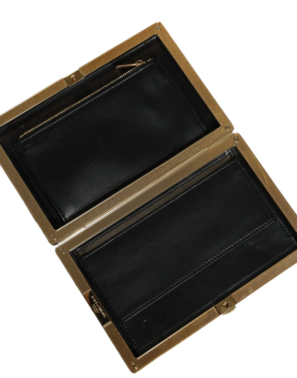 Dolce & Gabbana Black White Gold Frame Clutch Evening Party Purse Bag - Clutch Bags