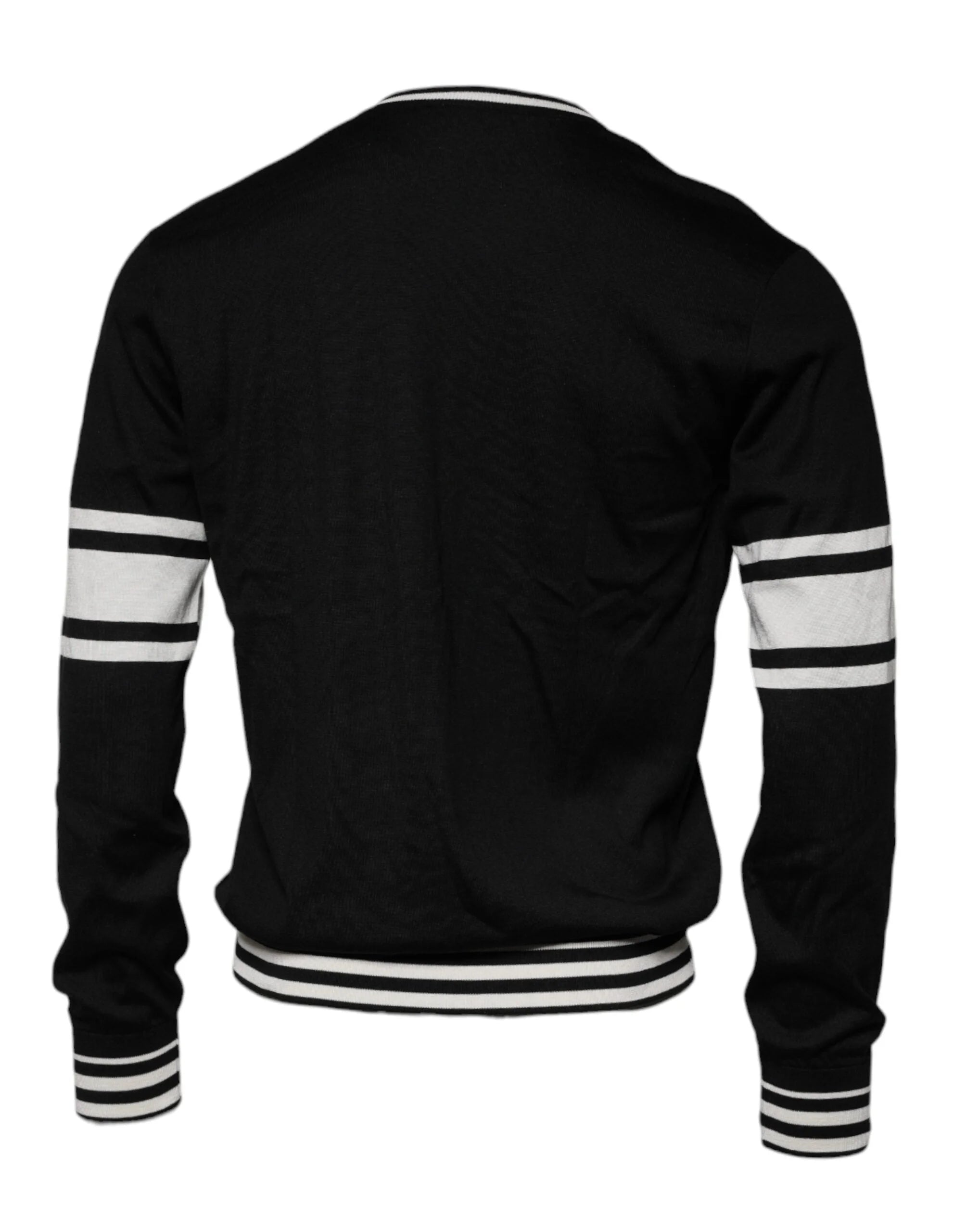 Dolce & Gabbana Black White Guitar Silk Crew Neck Sweater - IT48 | M - Sweaters