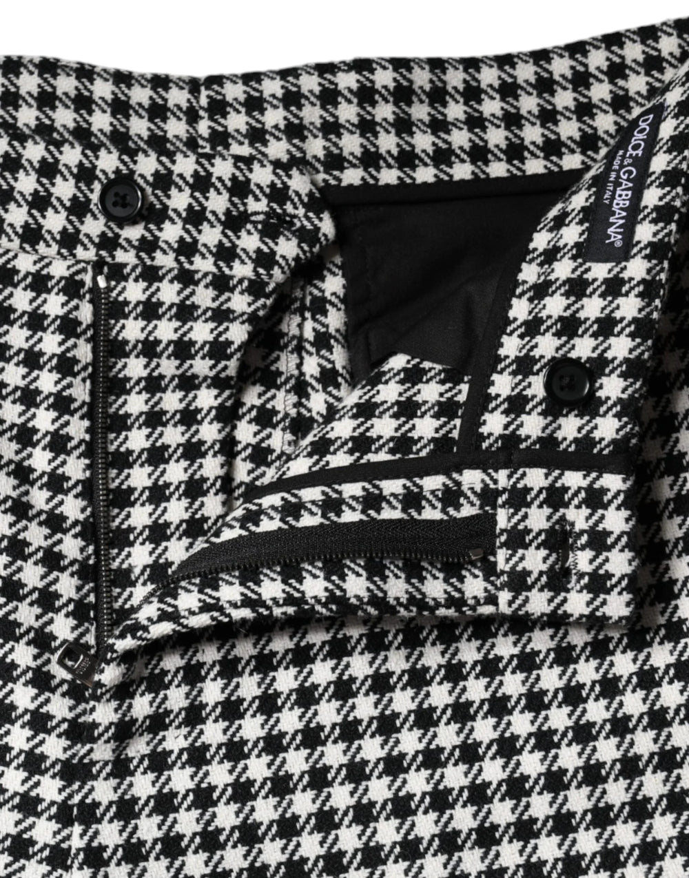 Dolce & Gabbana Black White Houndstooth Cropped Wide Leg Pants - IT48|XXL - Trousers