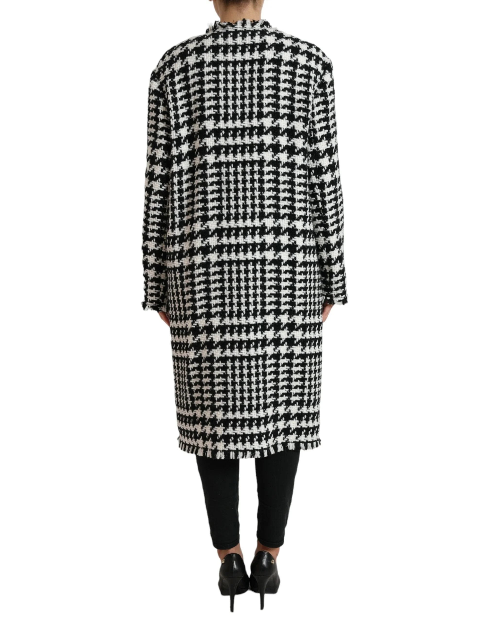 Dolce & Gabbana Black White Houndstooth Trench Coat Jacket - IT40|S - Trench Coats