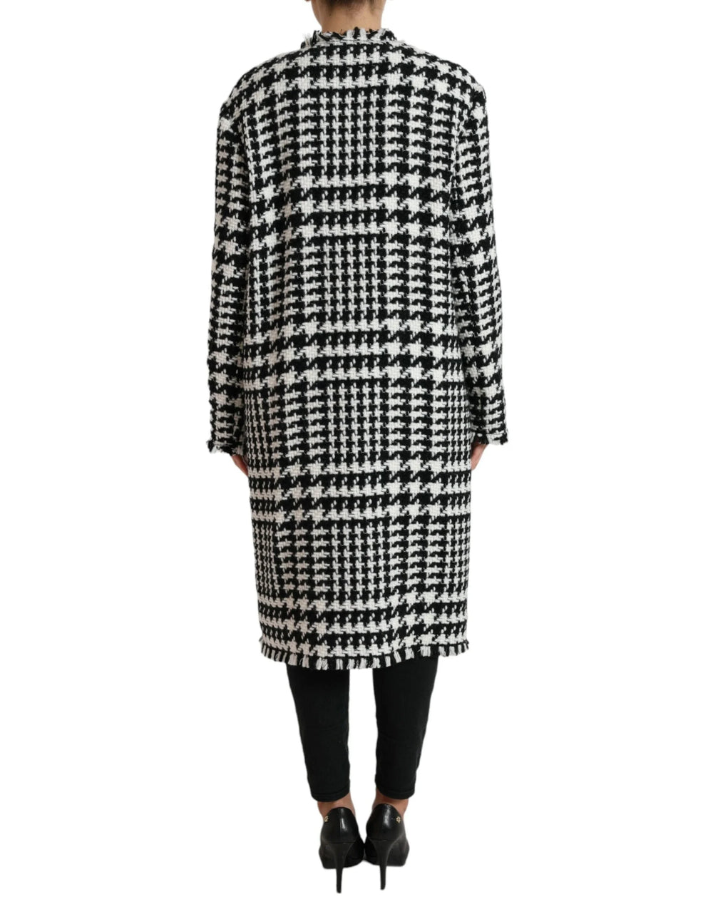 Dolce & Gabbana Black White Houndstooth Trench Coat Jacket - IT40|S - Trench Coats