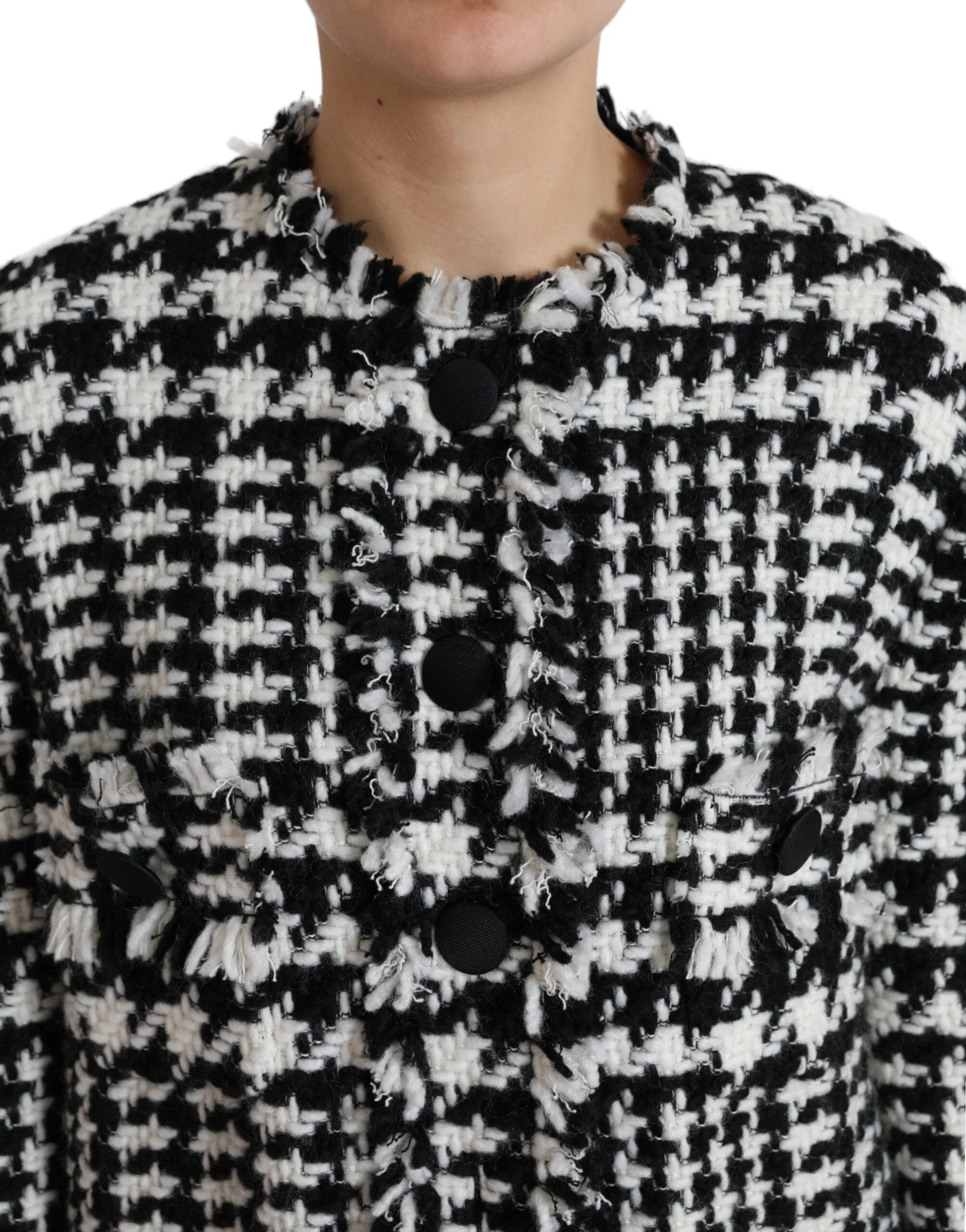 Dolce & Gabbana Black White Houndstooth Trench Coat Jacket - IT40|S - Trench Coats