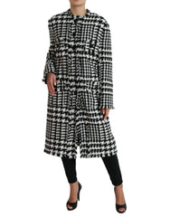 Dolce & Gabbana Black White Houndstooth Trench Coat Jacket - IT40|S - Trench Coats