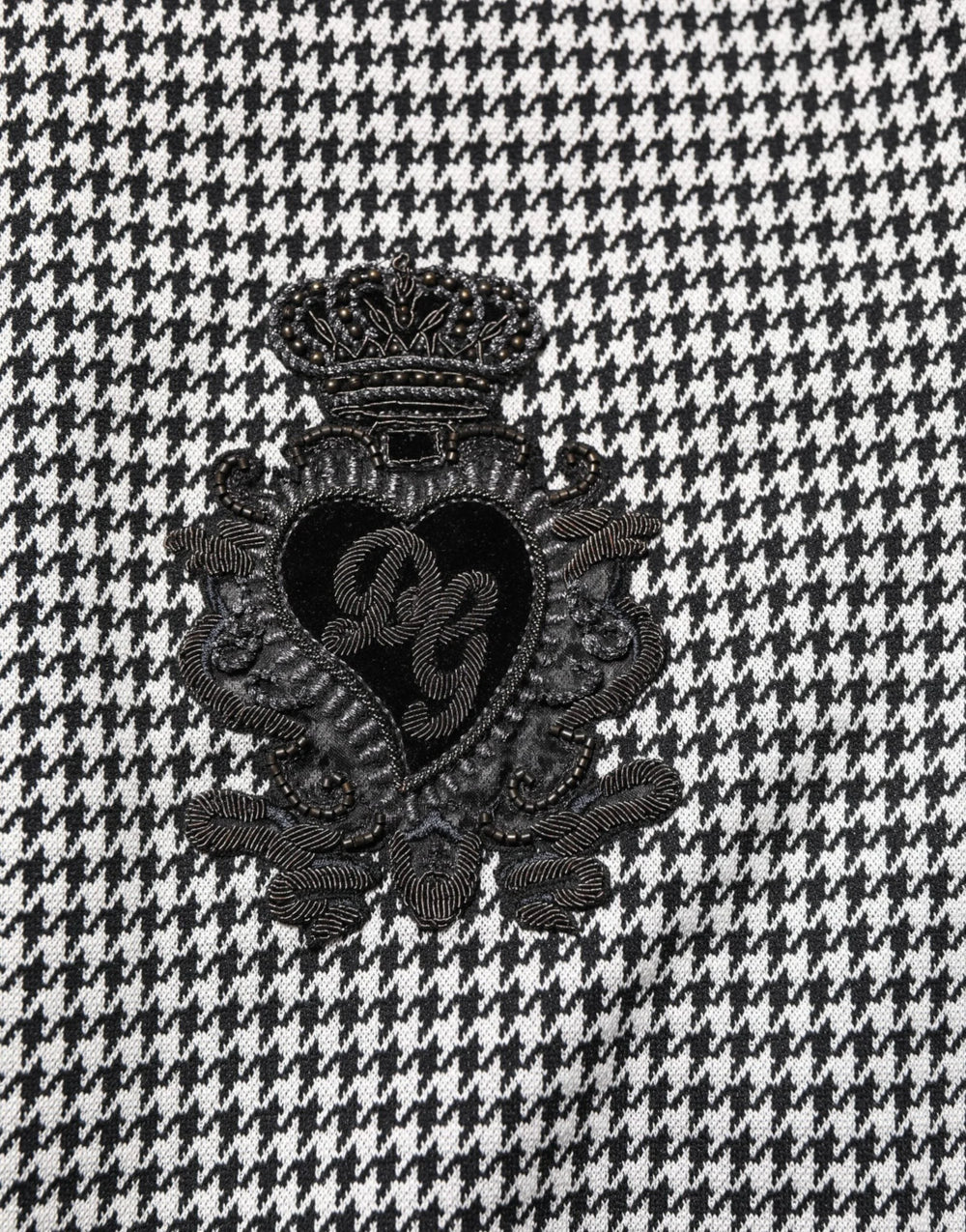 Dolce & Gabbana Black White Houndstooth Wool Crest Jacket Sweater - IT48 | M - Bomber Jackets