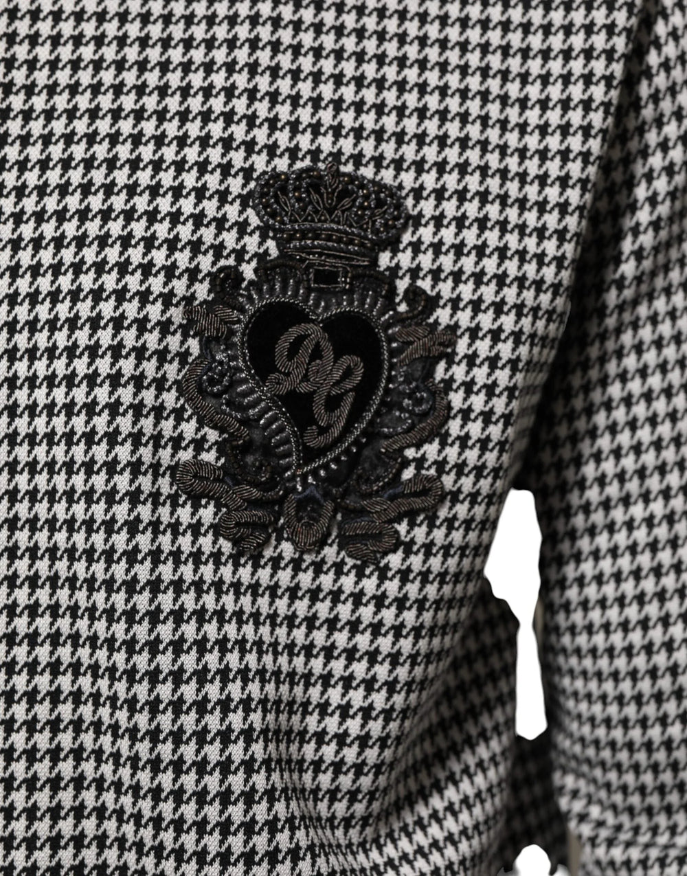 Dolce & Gabbana Black White Houndstooth Wool Crest Jacket Sweater - IT48 | M - Bomber Jackets