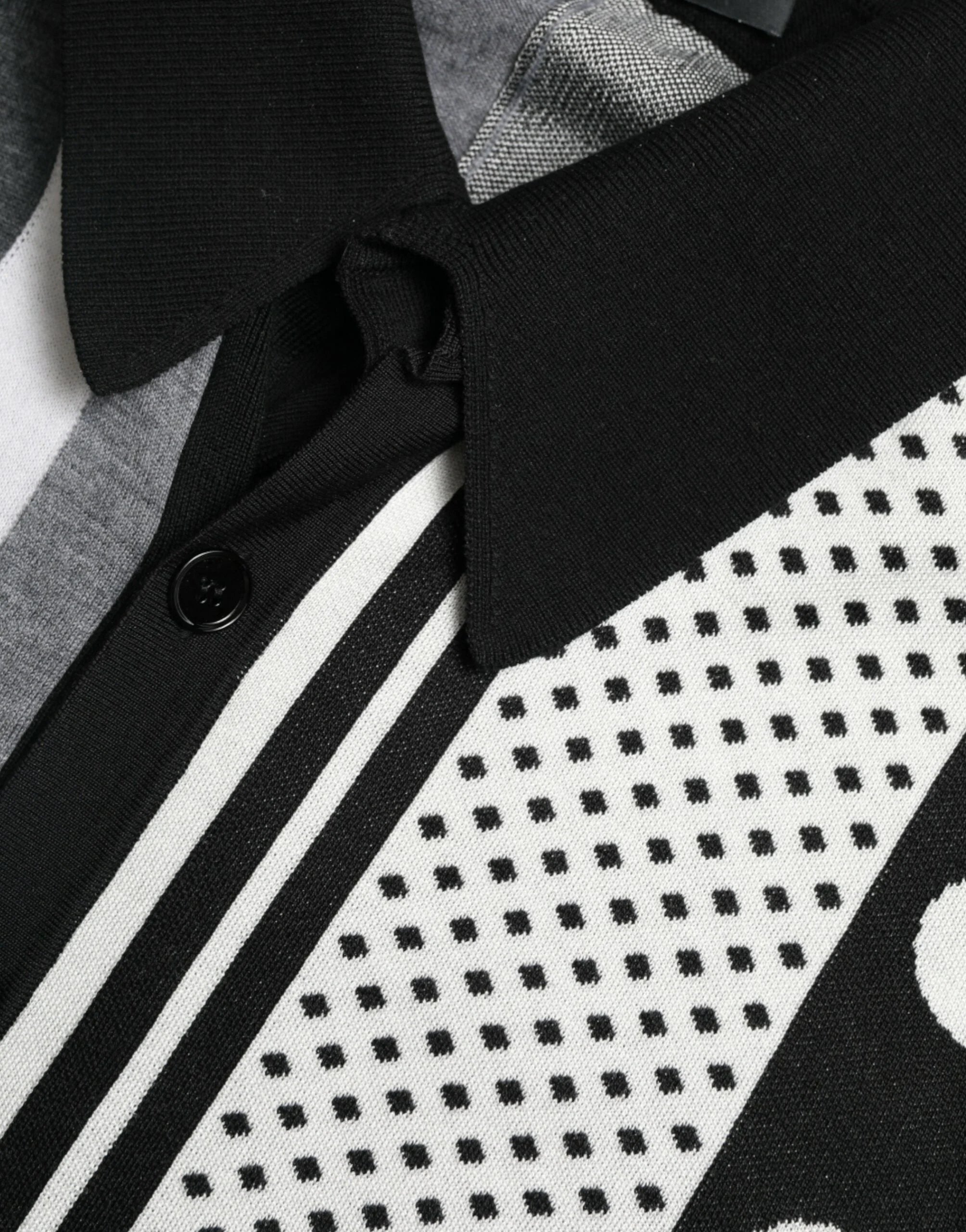Dolce & Gabbana Black White Jumper Cardigan Polo Sweater - Cardigans