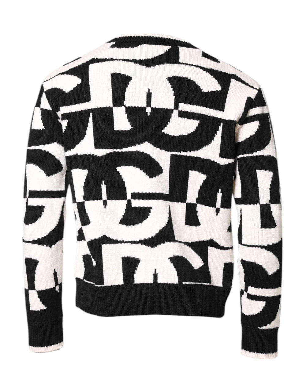 Dolce & Gabbana Black White Knit Logo Print Pullover Sweater - IT48 | M - Sweaters