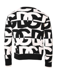Dolce & Gabbana Black White Knit Logo Print Pullover Sweater - IT48 | M - Sweaters