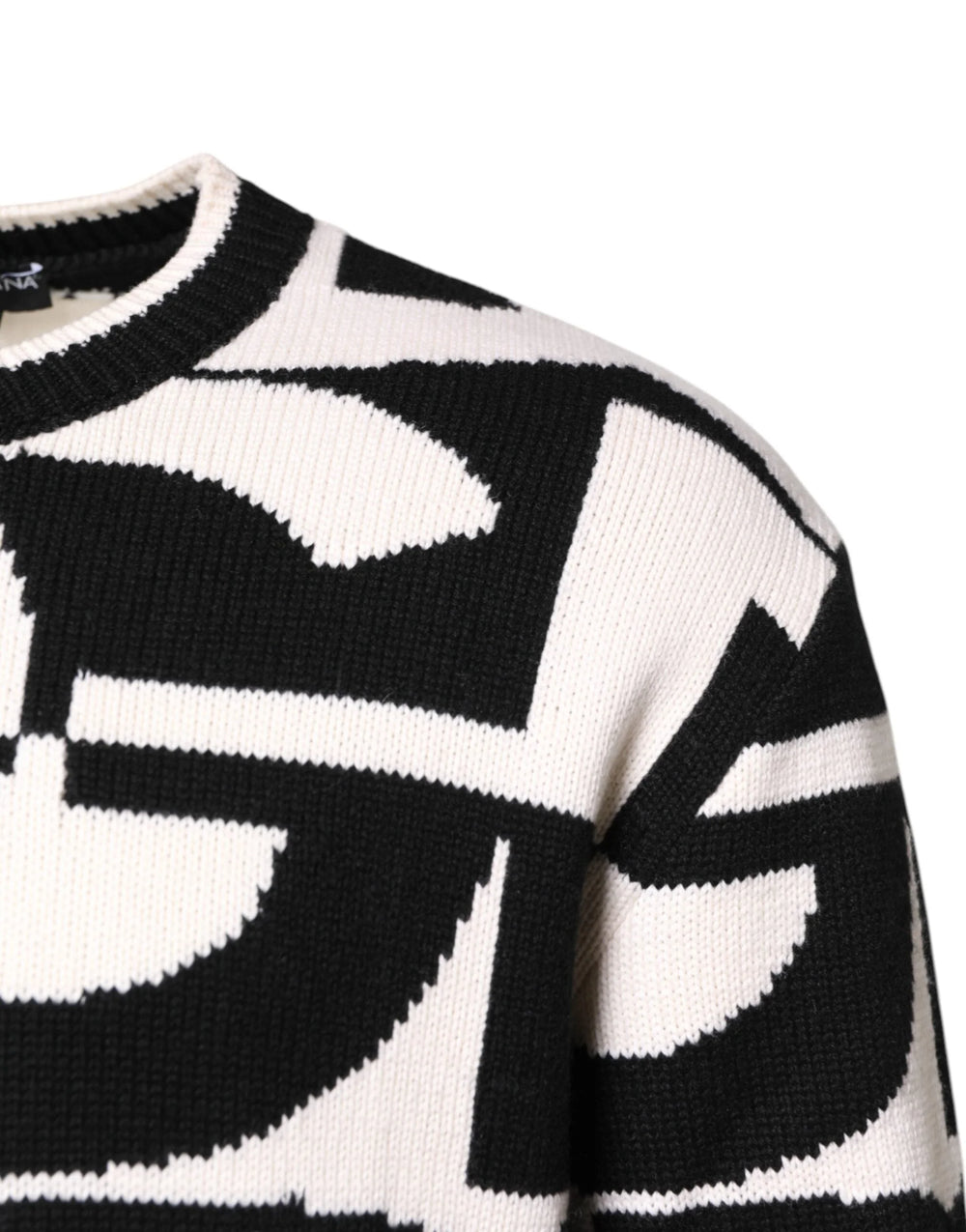 Dolce & Gabbana Black White Knit Logo Print Pullover Sweater - IT48 | M - Sweaters