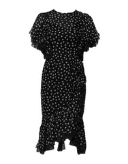 Dolce & Gabbana Black White Lace Polka Dot Chiffon Dress - IT38 | XS - Dresses