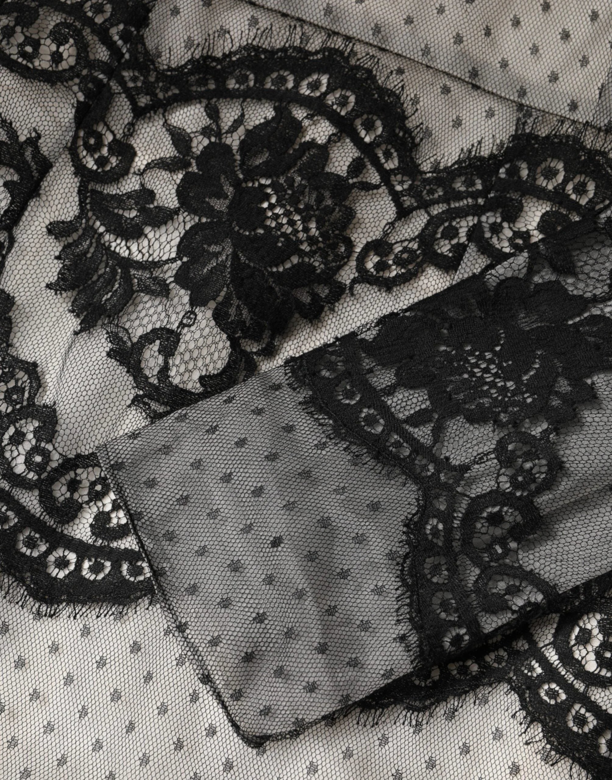 Dolce & Gabbana Black White Lace Silk Blend MaxiSheath Dress - IT38 | XS