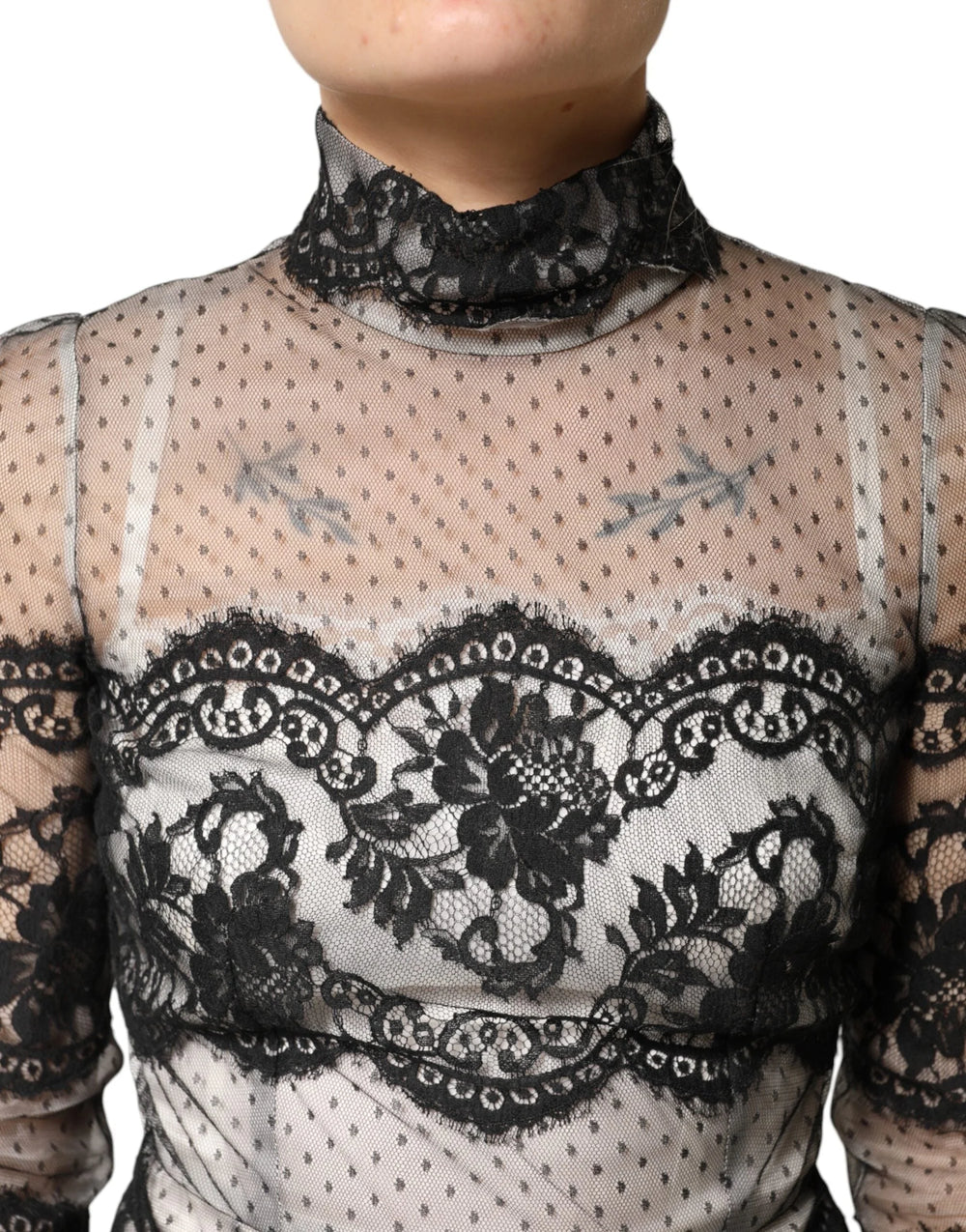 Dolce & Gabbana Black White Lace Silk Blend MaxiSheath Dress - IT38 | XS