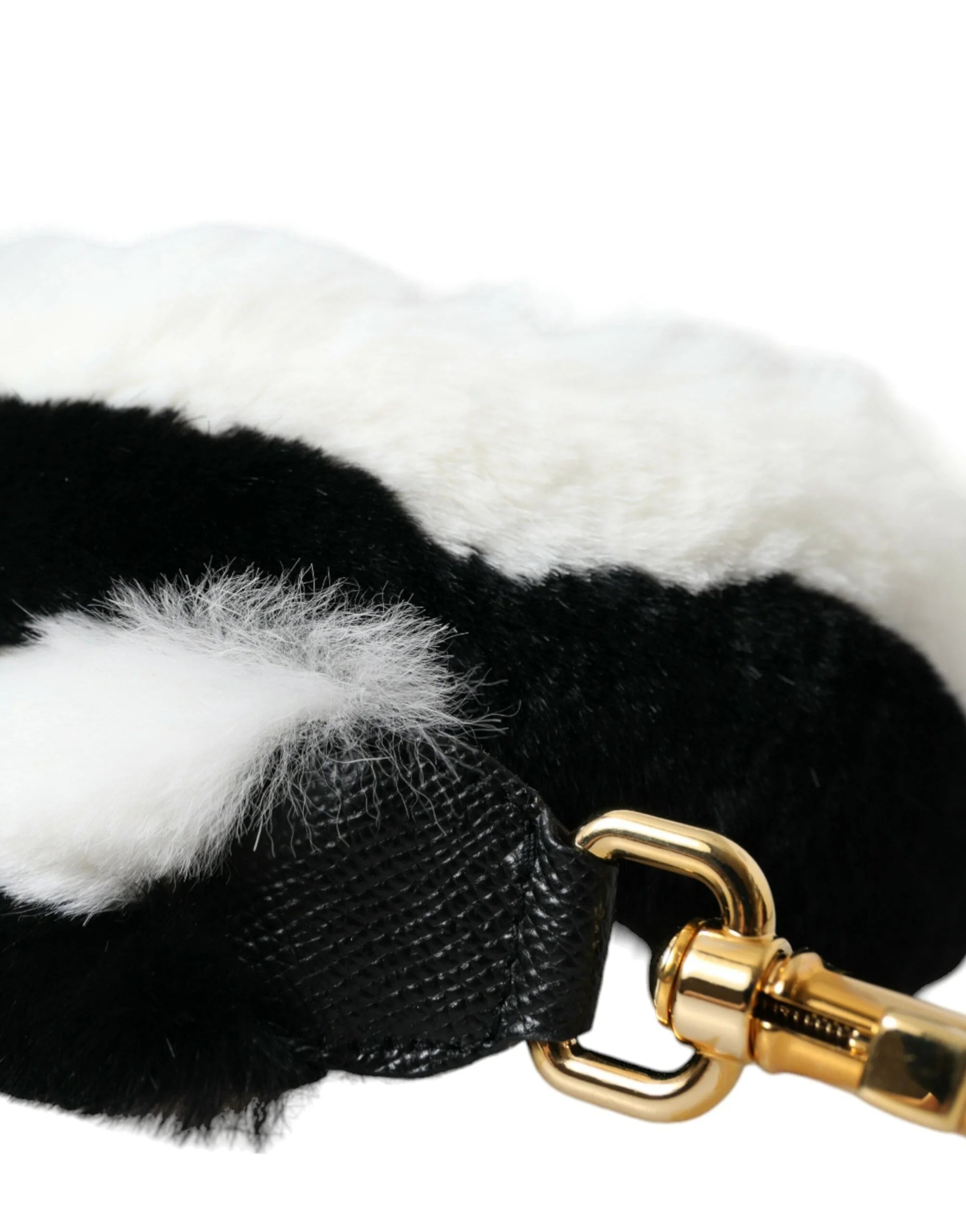 Dolce & Gabbana Black White Lapin Fur Accessory Shoulder Strap - Handbag & Wallet Accessories