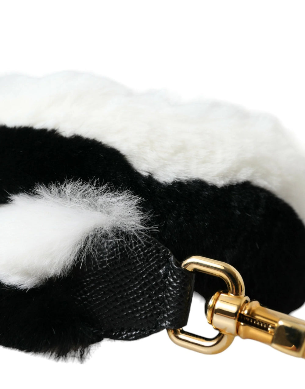 Dolce & Gabbana Black White Lapin Fur Accessory Shoulder Strap - Handbag & Wallet Accessories