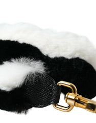 Dolce & Gabbana Black White Lapin Fur Accessory Shoulder Strap - Handbag & Wallet Accessories