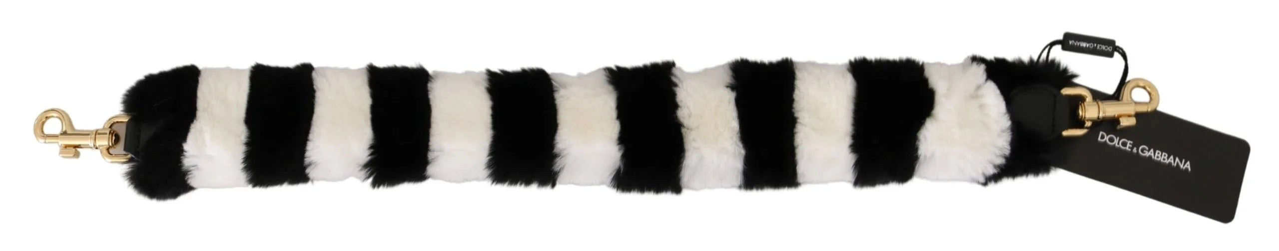 Dolce & Gabbana Black White Lapin Fur Accessory Shoulder Strap - Handbag & Wallet Accessories