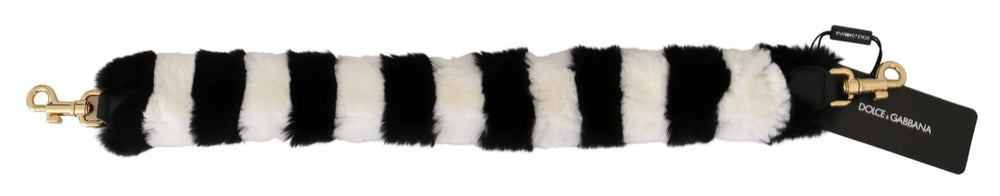 Dolce & Gabbana Black White Lapin Fur Accessory Shoulder Strap - Handbag & Wallet Accessories