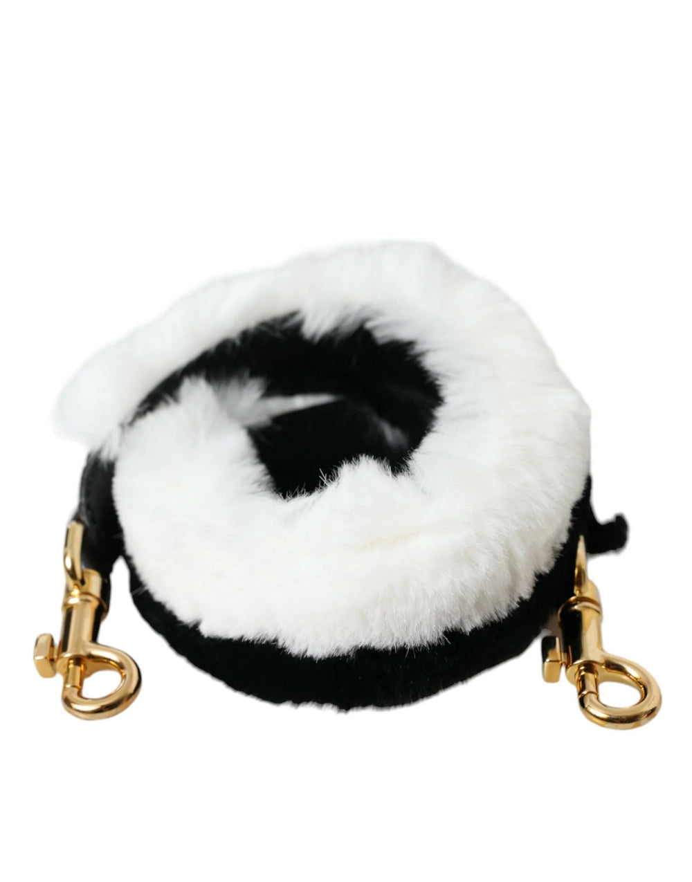 Dolce & Gabbana Black White Lapin Fur Accessory Shoulder Strap - Handbag & Wallet Accessories