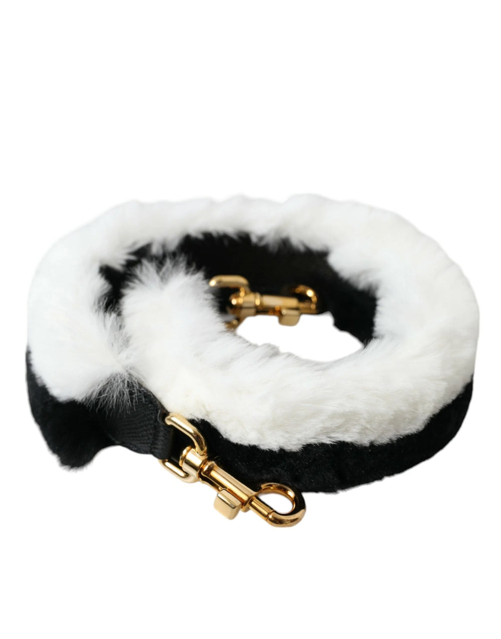 Dolce & Gabbana Black White Lapin Fur Accessory Shoulder Strap - Handbag & Wallet Accessories