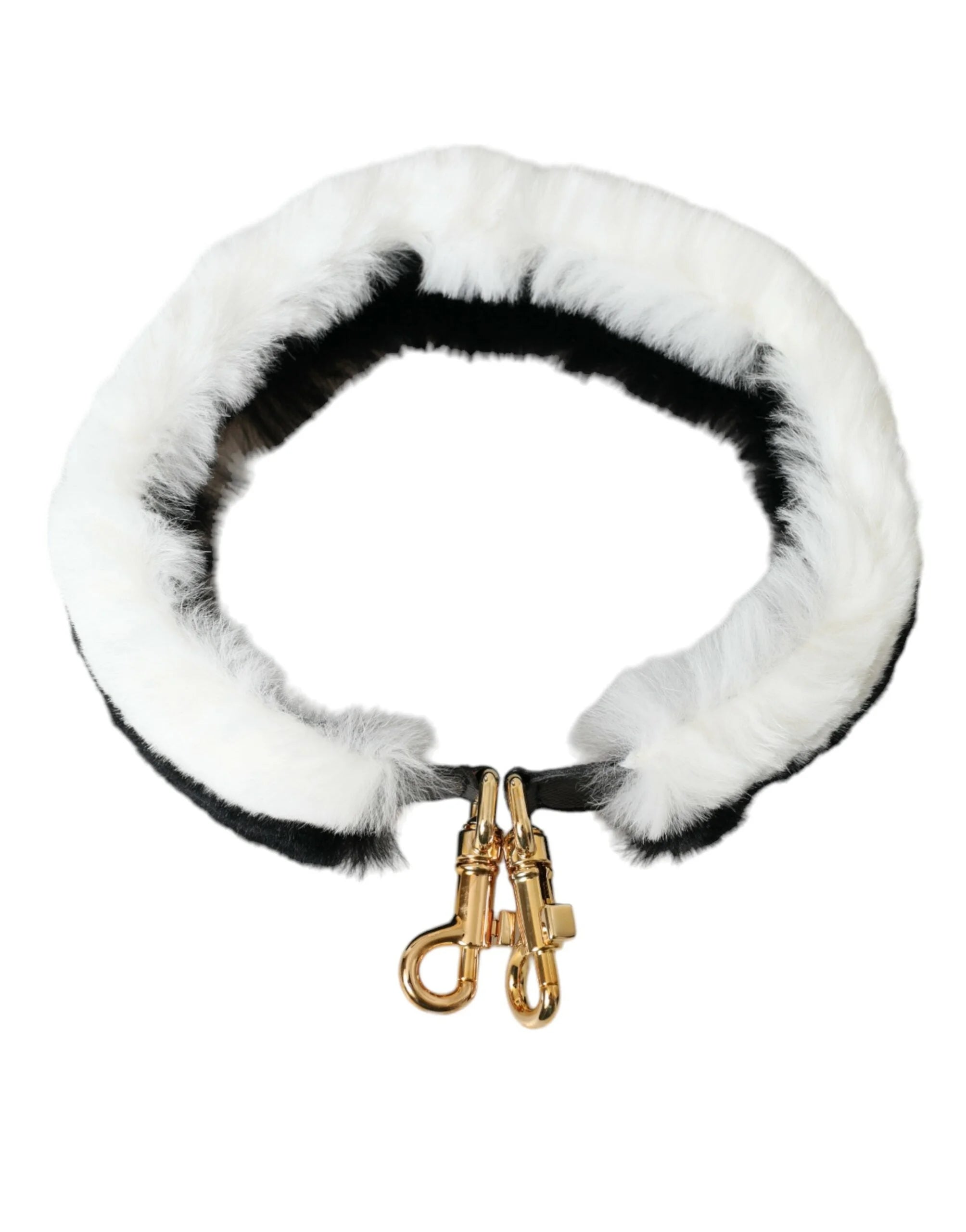 Dolce & Gabbana Black White Lapin Fur Accessory Shoulder Strap - Handbag & Wallet Accessories