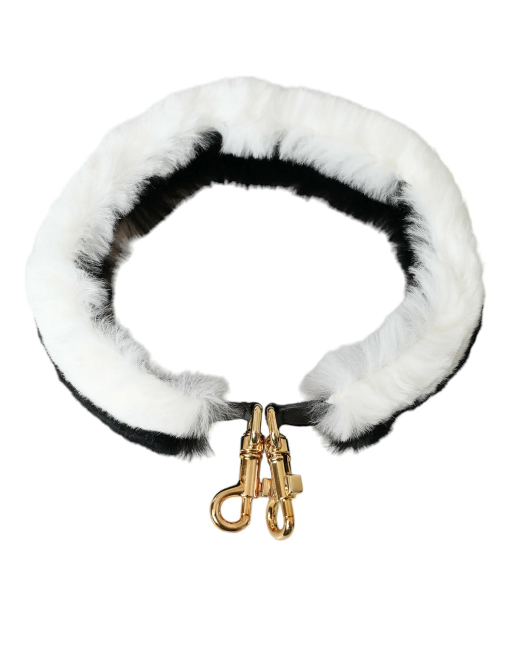 Dolce & Gabbana Black White Lapin Fur Accessory Shoulder Strap - Handbag & Wallet Accessories