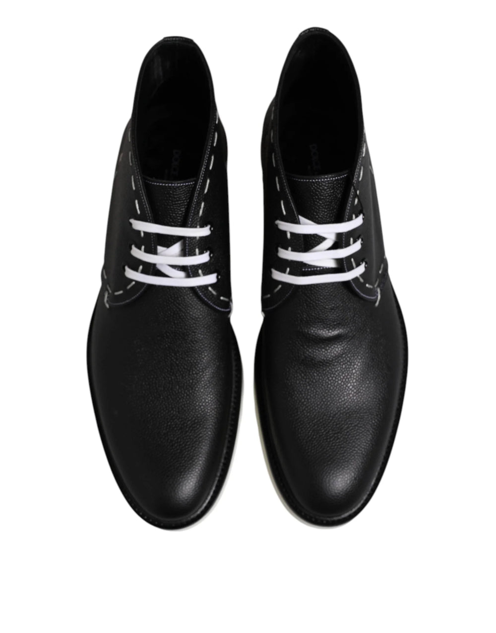 Dolce & Gabbana Black White Leather Ankle Boots Shoes - EU44/US11 - Boots