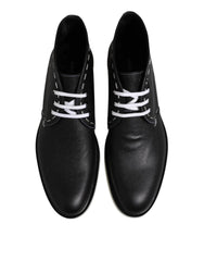 Dolce & Gabbana Black White Leather Ankle Boots Shoes - EU44/US11 - Boots