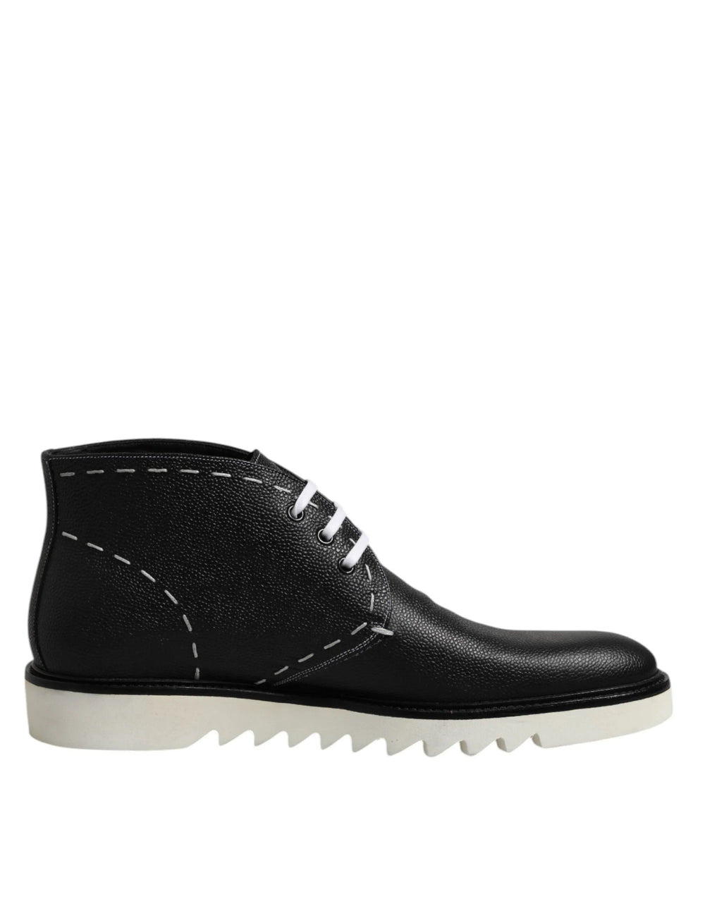 Dolce & Gabbana Black White Leather Ankle Boots Shoes - EU44/US11 - Boots