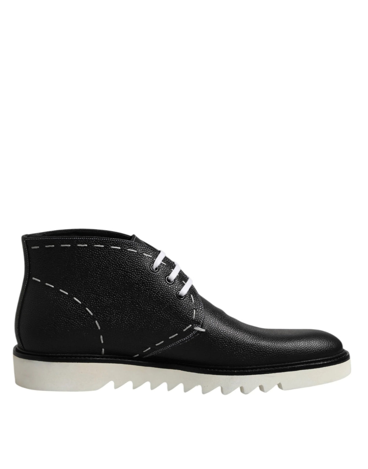 Dolce & Gabbana Black White Leather Ankle Boots Shoes - EU44/US11 - Boots