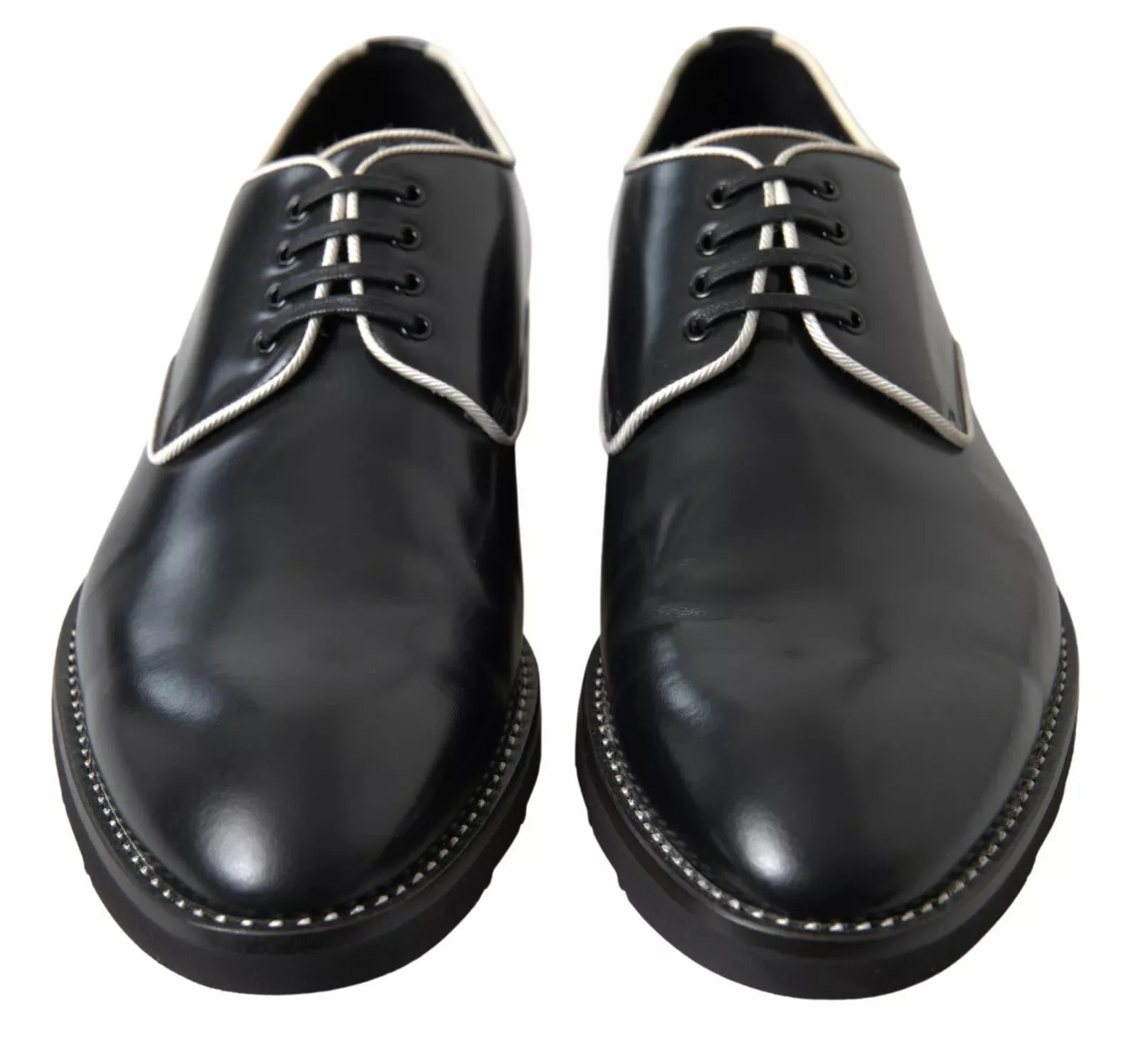 Dolce & Gabbana Black White Leather Formal Dress Shoes - EU39.5/US6.5 - Shoes