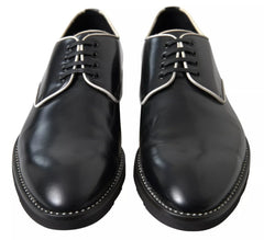 Dolce & Gabbana Black White Leather Formal Dress Shoes - EU39.5/US6.5 - Shoes