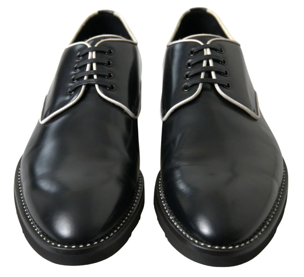 Dolce & Gabbana Black White Leather Formal Shoes - EU44.5/US11.5 - Shoes
