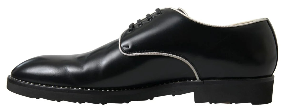 Dolce & Gabbana Black White Leather Formal Shoes - EU44.5/US11.5 - Shoes