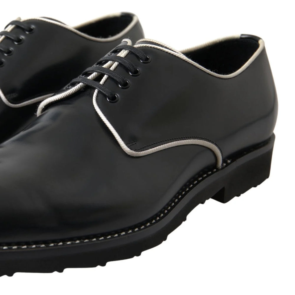Dolce & Gabbana Black White Leather Formal Shoes - EU44.5/US11.5 - Shoes
