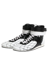 Dolce & Gabbana Black White Leather High Top Sneakers Shoes - EU44/US11