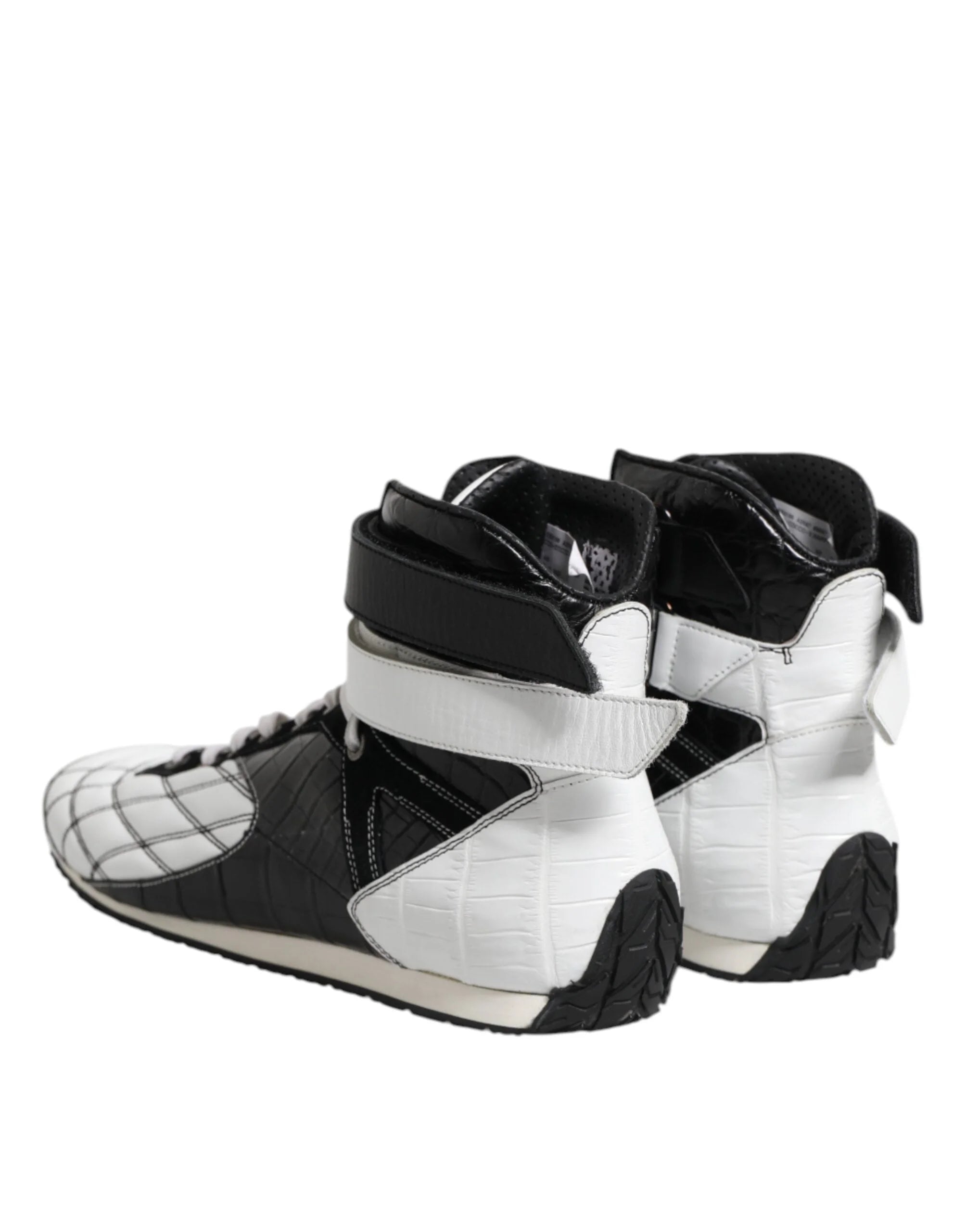 Dolce & Gabbana Black White Leather High Top Sneakers Shoes - EU44/US11