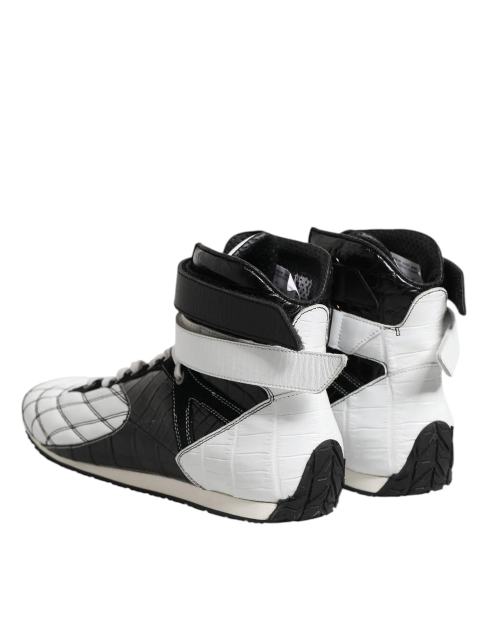 Dolce & Gabbana Black White Leather High Top Sneakers Shoes - EU44/US11