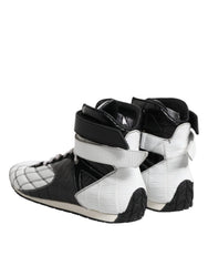 Dolce & Gabbana Black White Leather High Top Sneakers Shoes - EU44/US11