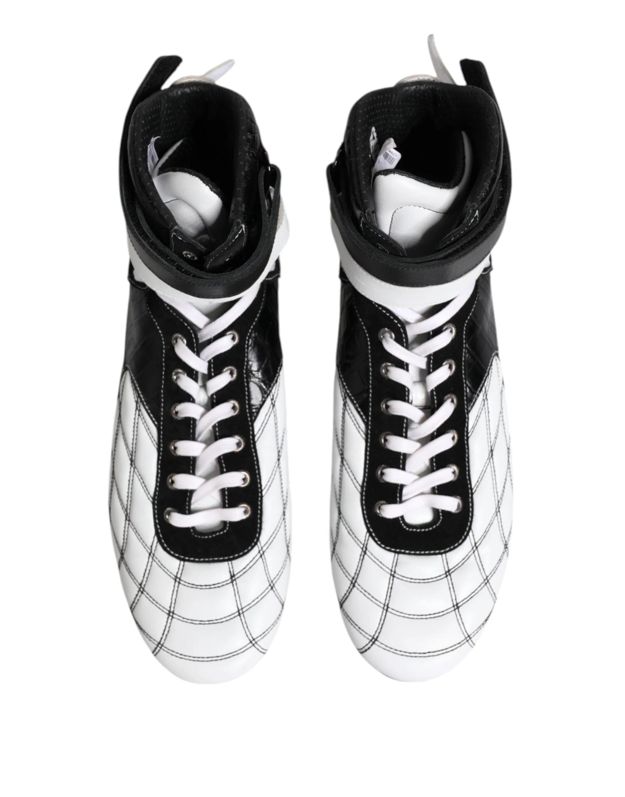 Dolce & Gabbana Black White Leather High Top Sneakers Shoes - EU44/US11